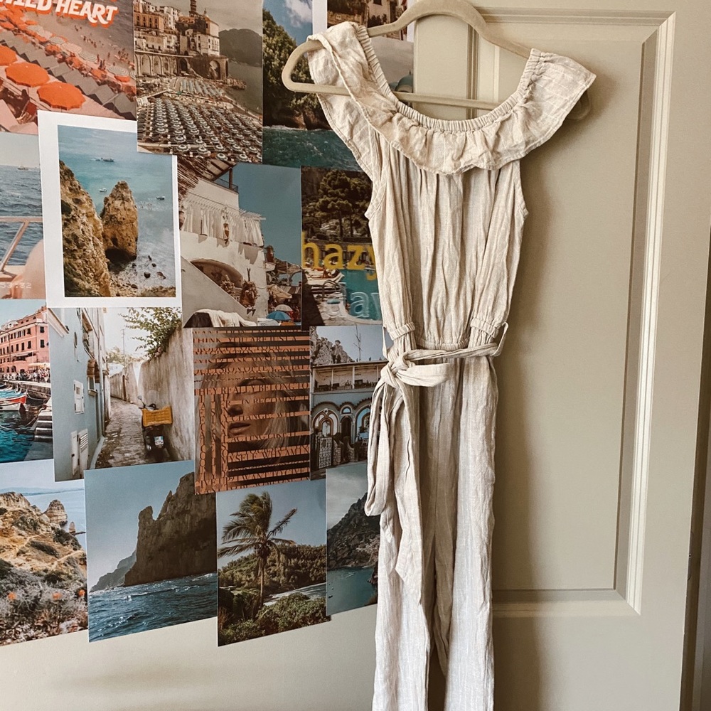 Linen pin stripe jumpsuit